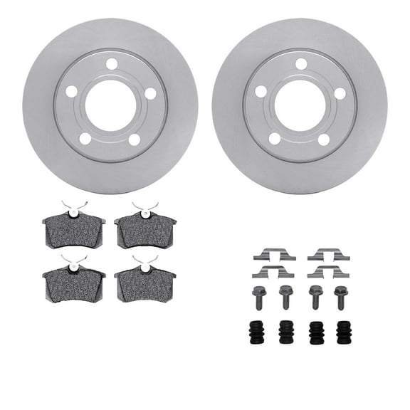 Dynamic Friction Company Rear Brake Rotors with 5000 Advanced Brake Pads includes Hardware 6512-73200