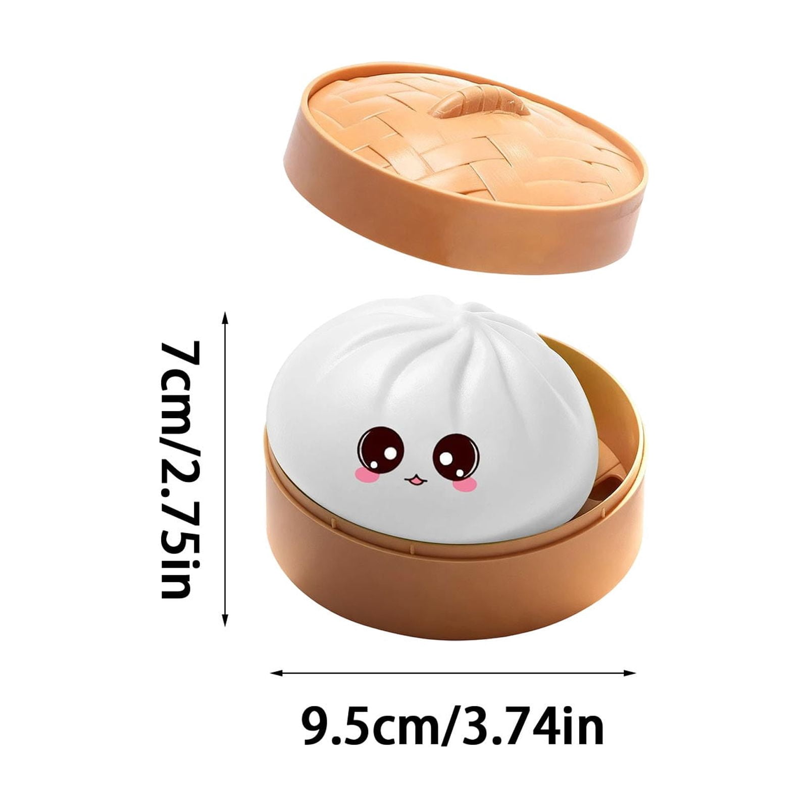 Cute Squishy Dumpling Large with Steamer, Squishy Dumpling Doll with Cute Expressions, Silicone Bun Sensory Fidget Dolls, Hand Pinching Decompression Dolls