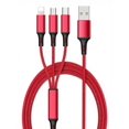thumbnail image 3 of 1pcs 3A Braided One Drag Three For Android Type-C Charging Cable 1.2m Charging Cable 3in1 Black Silver Red Golden Blue, 3 of 4