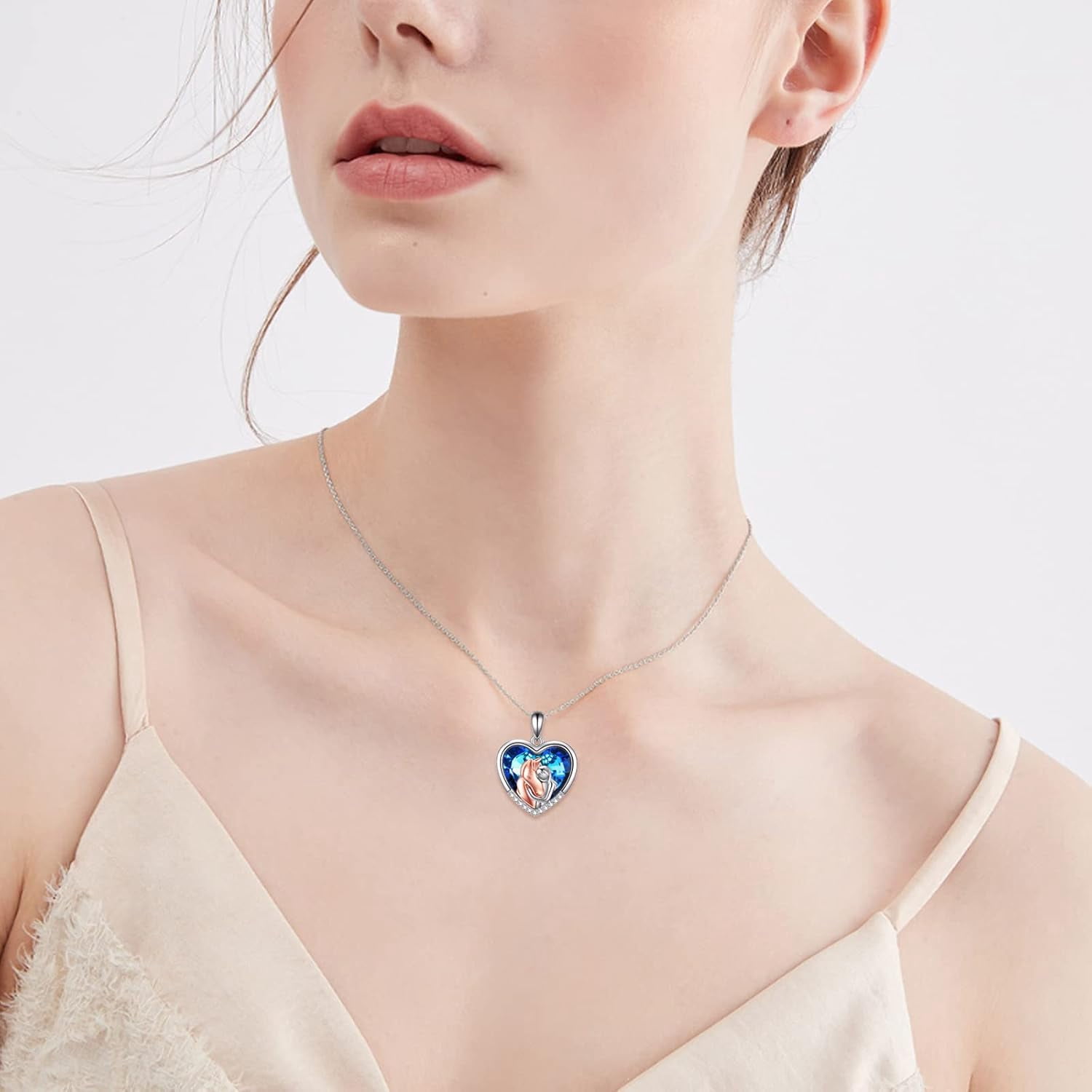YAFEINI Horse Pendant Necklace Jewelry 925 Sterling Silver Women Embrace Horse Gift For Women