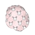 thumbnail image 2 of Kdxio Cute Rabbit Print Shower Cap for Women,Elastic and Reusable,Double Waterproof Layers Bathing Hat, 2 of 9