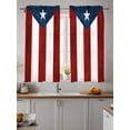 thumbnail image 2 of Puerto Rico Flag Curtains 54 Inch Length,Sheer Curtains for Bedroom Living Room Window Palm Leaf Botanical Red Striped Blue Star Rod Pocket Drapes Kitchen Curtains Small Half Window 52"x54" 2 Panels, 2 of 7