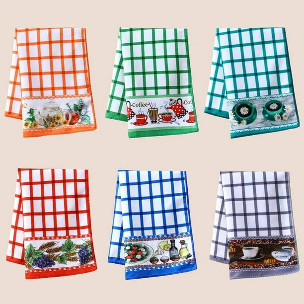Servilletas de cocina, paños de cocina de microfibra estampados, 40 x 60 cm, multicolor, paquete de 6