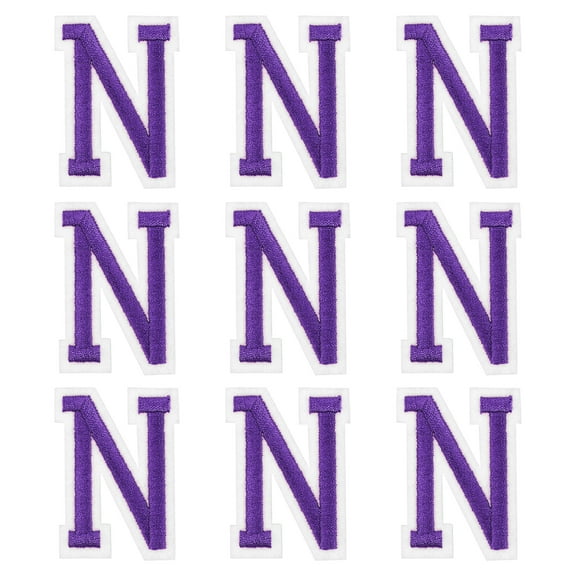 Uxcell Iron on Letter Patches 2" Alphabet N Iron on Embroidered Patch for Clothing Repair(Purple, Pack of 9)