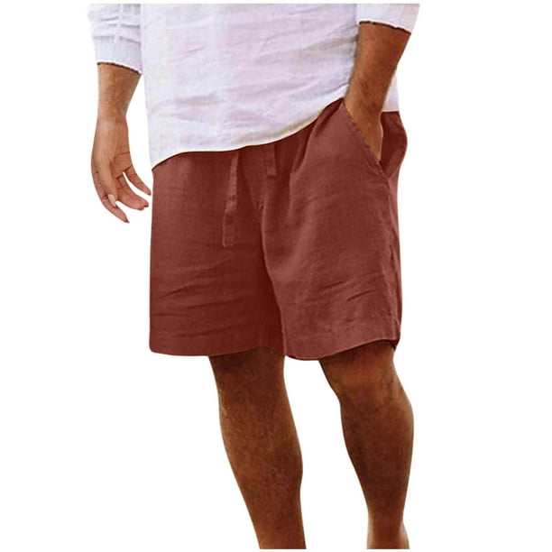 Mens Casual Pantalones Cortos Bolsillo Sólido Elástico Cintura Recta Medio Pantalones Cortos, Pantalones Deportivos para Al Aire Libre Y Diario