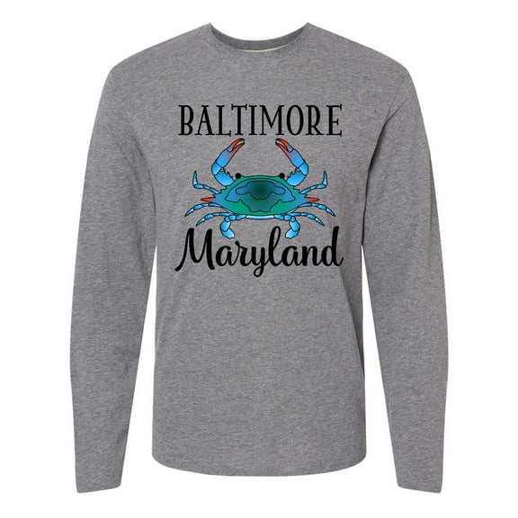 Inktastic Baltimore Maryland Vacation Blue Crab Long Sleeve T-Shirt