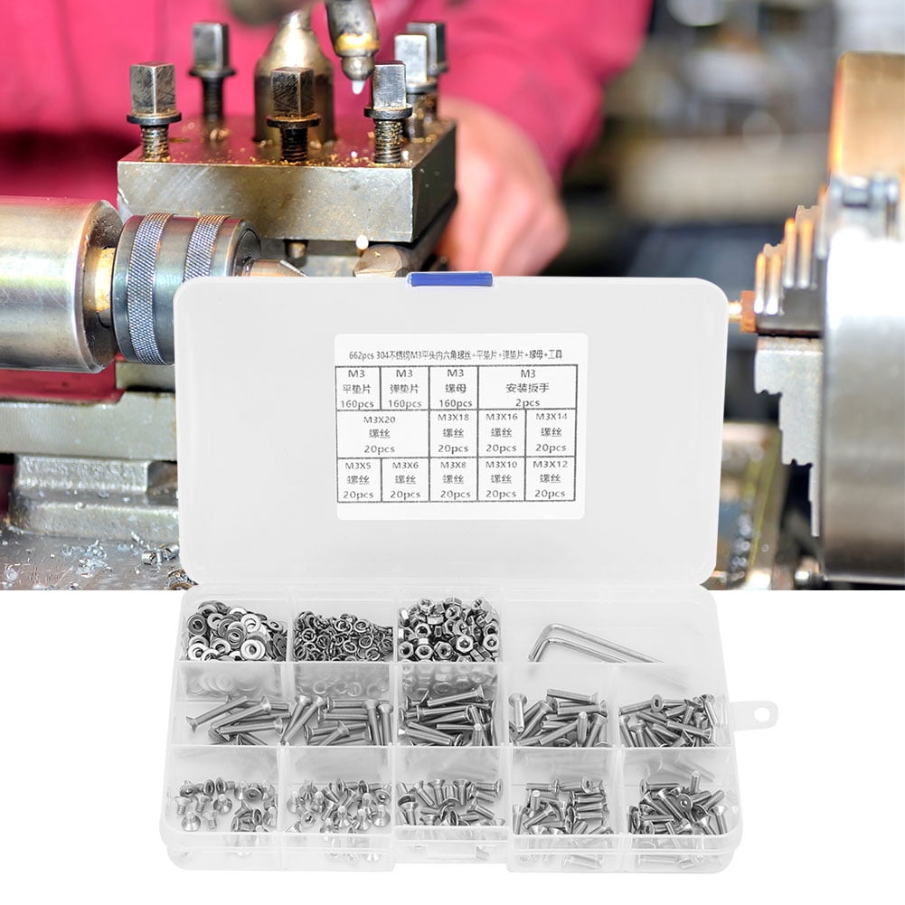 200 Arandelas De Copa De Acero Inoxidable 304 - Para Tornillos Avellanados, 4 Tamaños (6,8,10,12)