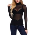 thumbnail image 2 of bnaln Womens Long Sleeve Mesh Sheer Tops Sexy Turtleneck Spring Summer T-Shirts Slim Fit Tees Lace Tops Romantic See Through Blouse Party Clubwear Shirts Y2K Going Out Tees, 2 of 9