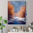 thumbnail image 4 of Autumn Winter Snowfall River Forest Canvas Oil Painting, Seasonal Landscape Wall Art for Living Room, Bedroom & Office, 4 of 8