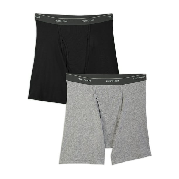 Fruit of the Loom - Fruit of the Loom Big Men's Black and Gray Boxer ...