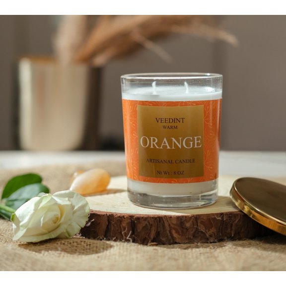 Veedint Scented Candle, 8 Oz, Orange, Container Candles with 24 Burn Time