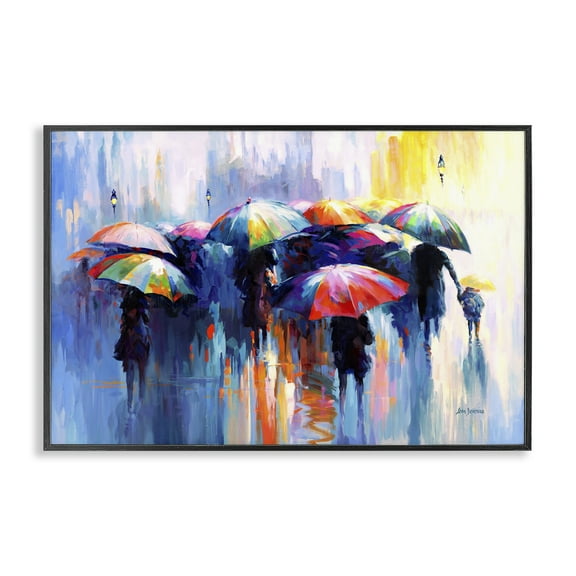 Stupell Industries Memories Beneath Rain Novelty Painting Black Framed Art Print Wall Art, 18 x 12