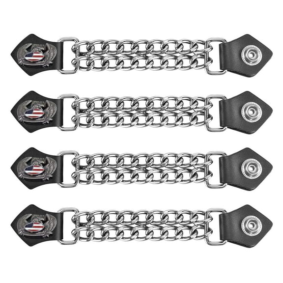 Dream Apparel Motorcycle Vest Extenders for Mans Biker Double Diamond Cut Chrome Chain 4PCS