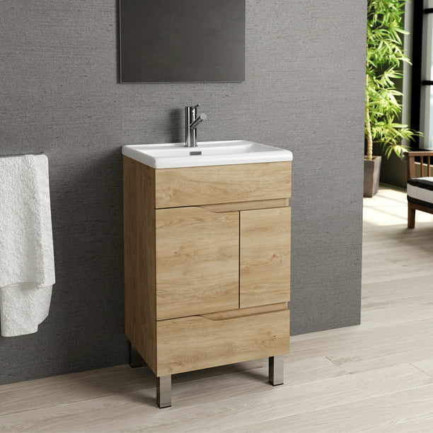 Eviva Charm 20 Natural Oak Bathroom, 20 Inch White Bathroom Vanity