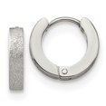 thumbnail image 5 of Auriga Fine Jewelry Stainless Steel Polished and Sandblasted 3mm Hinged Hoop Earrings for Women, 5 of 6
