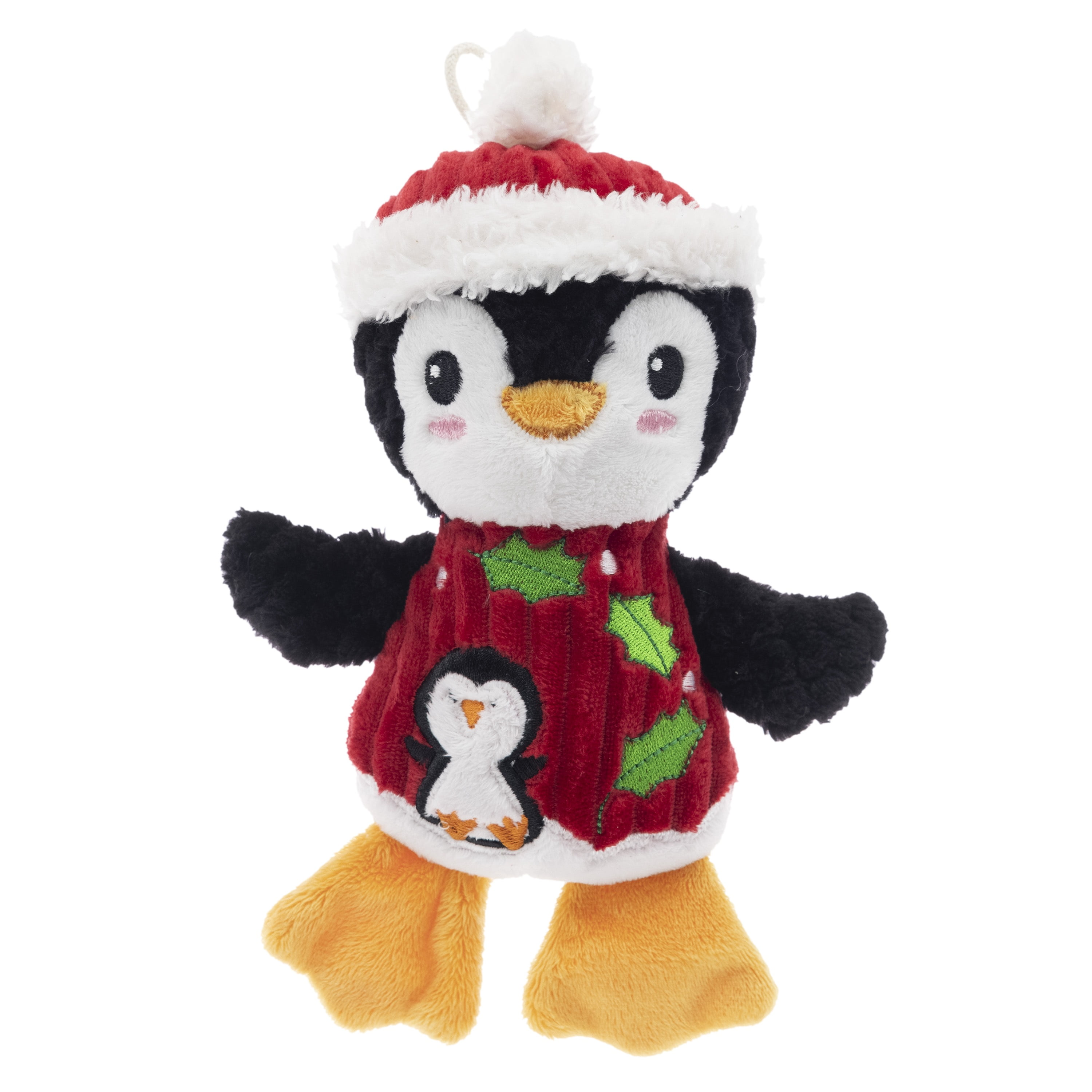 Vibrant Life 9 inch Stuffed Plush Squeaky Christmas Penguin Dog Toy