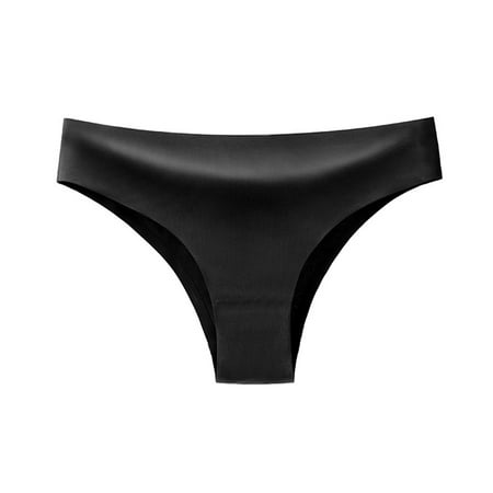 Pavied Seamless Underwear for Women Panties for Women Women Ice Silk Underwear Sports Fitness Low Waist Seamless T Pants Solid Color Underwear No Show Underwear Womens Underwear Black 2XL