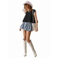 thumbnail image 4 of Peplum Tops for Women Crew-Neck Ruffled Bobydoll Tunic Tank Shirts Loose Fit Summer Outfits Black XL, 4 of 9