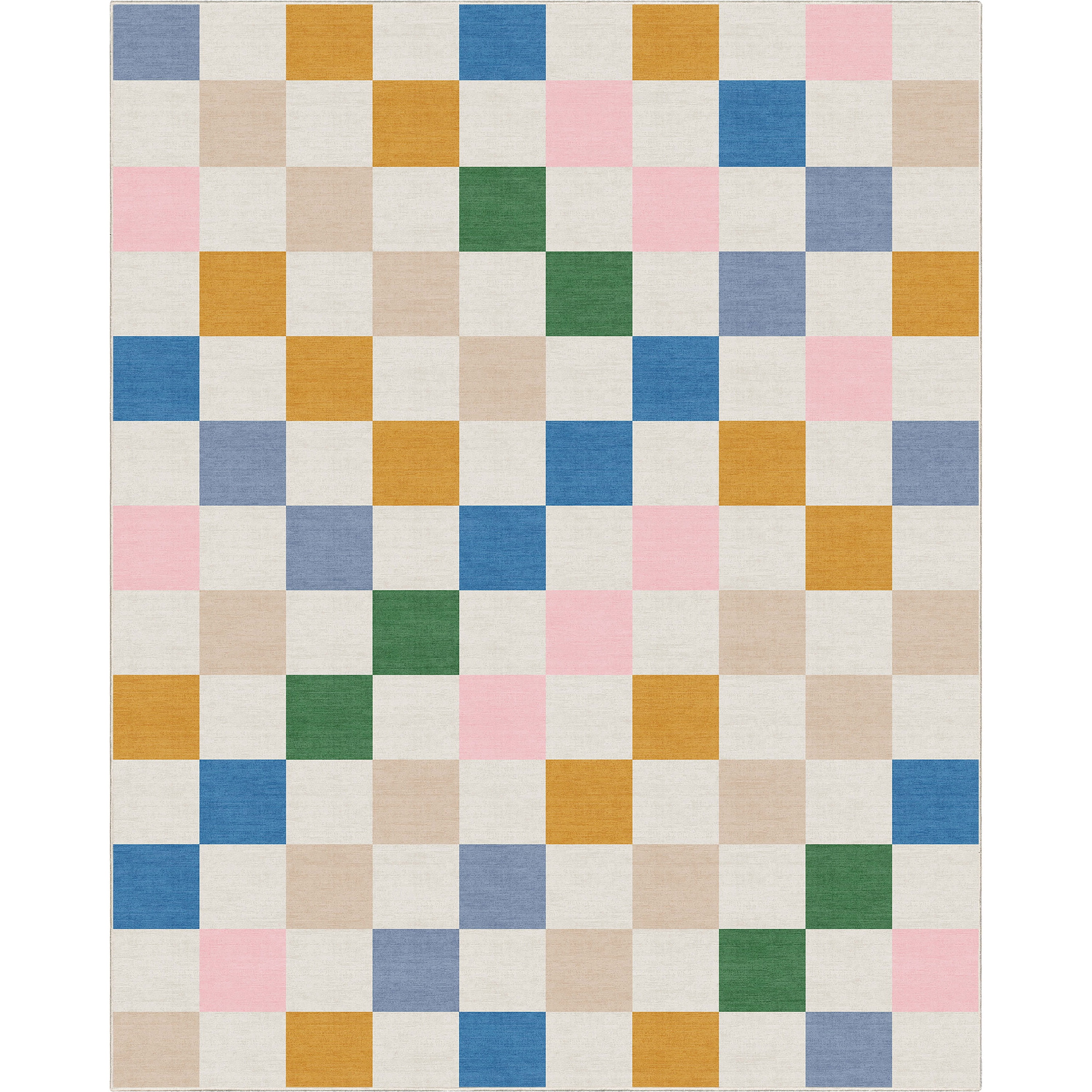 Well Woven Kids Square Geometric Multi Flat Pile Easy to Clean 5' x 7' Area Rug for Living Room Dining Room Bedroom and Kitchen
