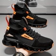 thumbnail image 2 of Men'S Breathable High-Top Running Sneakers - Stylish Black Casual ShoesDurable Rubber Sole for All-Day Wear，with Orange Accents, Lace-Up Design, Comfortable Fabric Upper,, 2 of 7