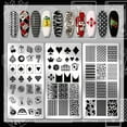 thumbnail image 3 of 3pcs Poker Elements Nail Stamping Plates Diamonds Clubs Nail Art Templates Textured Nail Art Stencil Stainless Steel Nail Image Plates, 3 of 7