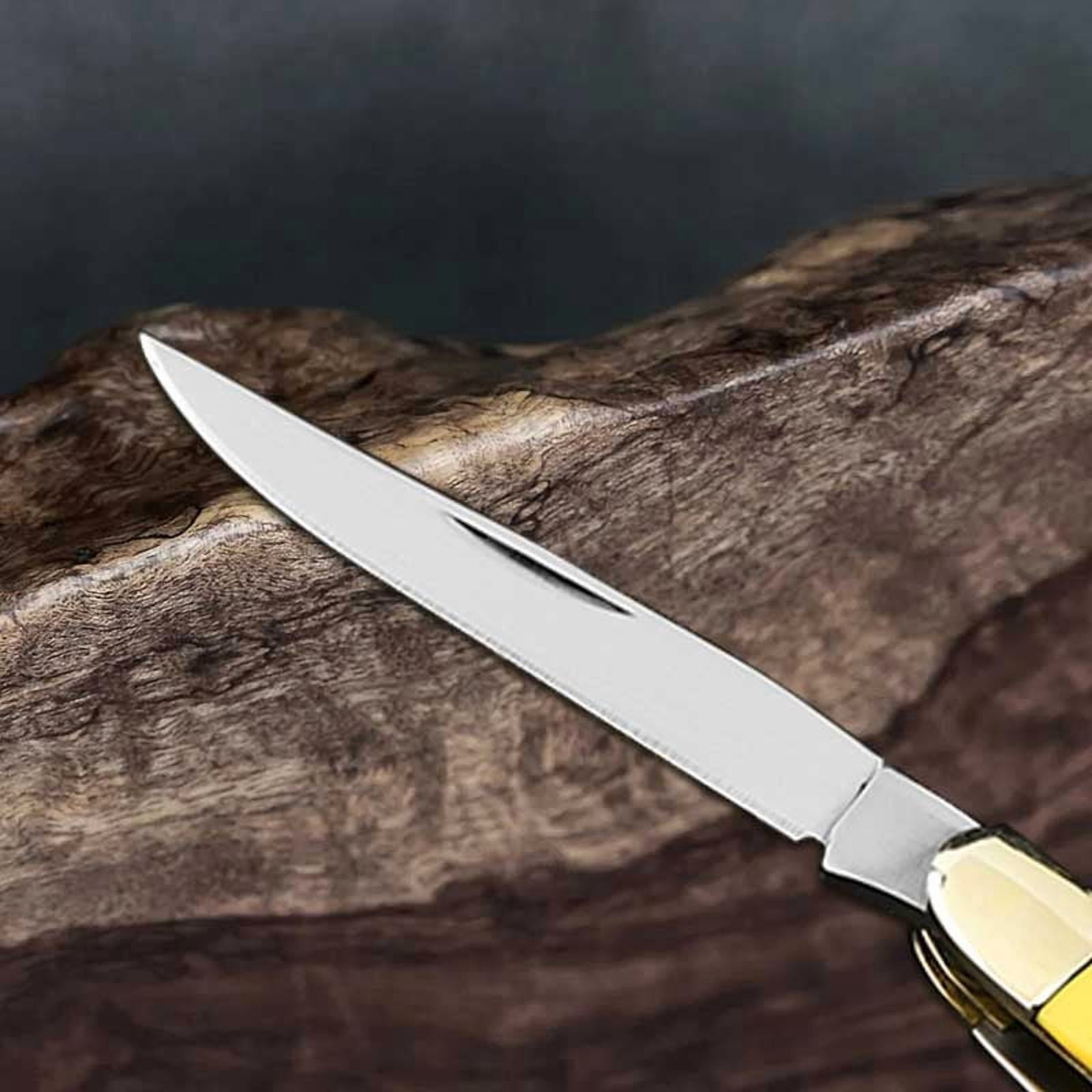 EDCHigh-quality handcrafted three-bladed copper folding knife, pocket knife, and precious sheath knife - an ideal gift for outdoor enthusiasts and campers