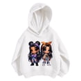 thumbnail image 3 of Girls Cartoon Graphic Print Lightweight Hooded Sweatshirt, Drop Shoulder Long Sleeve Casual Pullover Hoodie for Kids School Outdoor Spring Autumn Wear(White6,7-8 Years), 3 of 3
