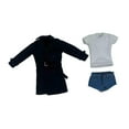 thumbnail image 2 of guohui 1/6 Scale Female Action Figure Doll Clothes Windbreaker + T-t + Denim Shorts black, 2 of 9