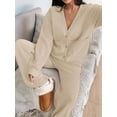 thumbnail image 5 of 2 Piece Lounge Sets for Women Oversized Button Up Cardigan Wide Leg Pants Matching Y2K Clothes Color XL, 5 of 9
