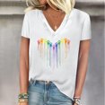 thumbnail image 1 of Fiudx Camisetas para Mujer Blusas Informales de Manga Corta con Cuello En V y Estampado a La Moda para Mujer, 1 of 4