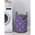 thumbnail image 3 of Geometric Laundry Bag, Retro Inspired Symmetric Pattern with Abstract Rounds and Circles, Basket with Handles Drawstring Closure for Laundromats, 13" x 19", Dark Violet Multicolor, by Ambesonne, 3 of 4