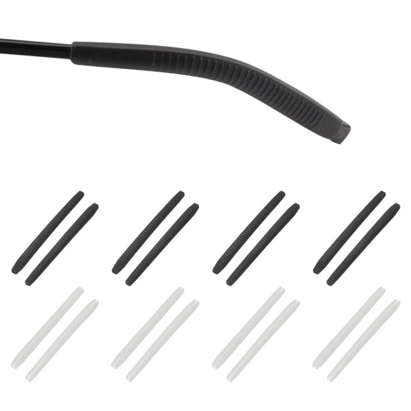 Uxcell 8 Pairs Eye Glass Replacement Temples, Silicone Anti-Slip Eyeglass End Tips Glasses Retainers Fits 2x2mm for Square Thin Metal Eyeglass Sunglasses Temple, Black/Clear
