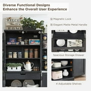 ACCOHOHO 72 Tall Kitchen Pantry, Farmhouse Storage Cabinet with Barn Doors, Drawer and Adjustable Shelves, Rustic Wood Cupboard for Kitchen, Dining Room, Bathroom, Black