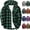 Green, variant on Men's Hooded Buffalo Plaid Shacket Casual Long Sleeve Button Down Shirt Jacket Warm Brushed Flannel Travel Overshirt for Fall Spring Lounge, Purple, S