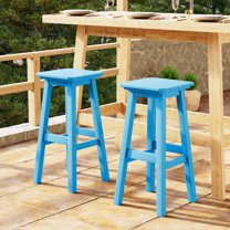 WestinTrends Malibu 29" HDPE Outdoor Patio Square Bar Stools (Set of 2), Pacific Blue