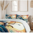 thumbnail image 5 of Ambesonne Nautical Duvet Cover Set, Archer Wild Cat on a Whale, Calking, Teal Purple and Orange, 5 of 6