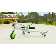 Razor PowerWing DLX Caster Scooter - Silver/Green, 3-Wheeled Drifting Ride-on for Child 6+
