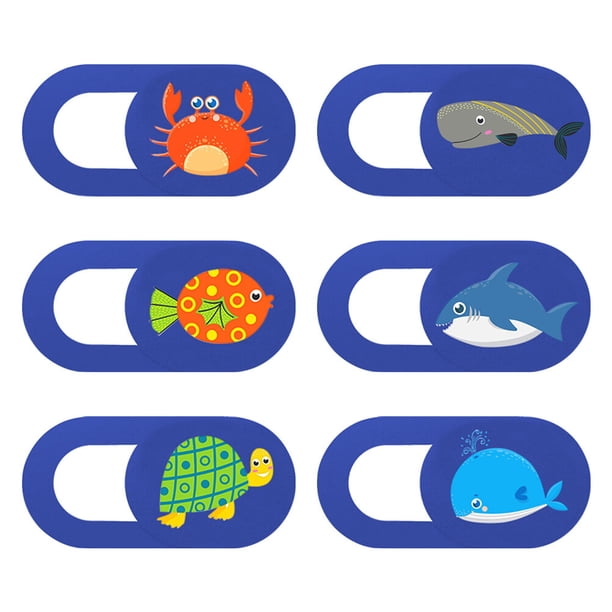 Diapositiva de la cubierta de la cámaras web de 6 unids con la decoración del bloqueador de la cámara de la cámara del modelo de animal marino