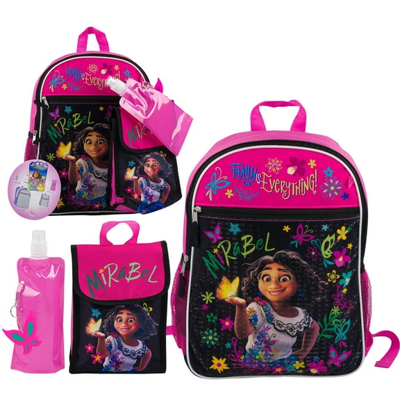 Encanto 5pc Backpack Set - Keychain, Lunch Bag, Water bottle & Carabiner