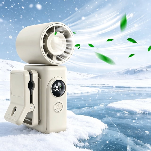 MTBLYS Portable Mini Fan Hands-Free Clip on Rechargeable 4 Wind Led Display Pocket Size Summer Travel Cooling