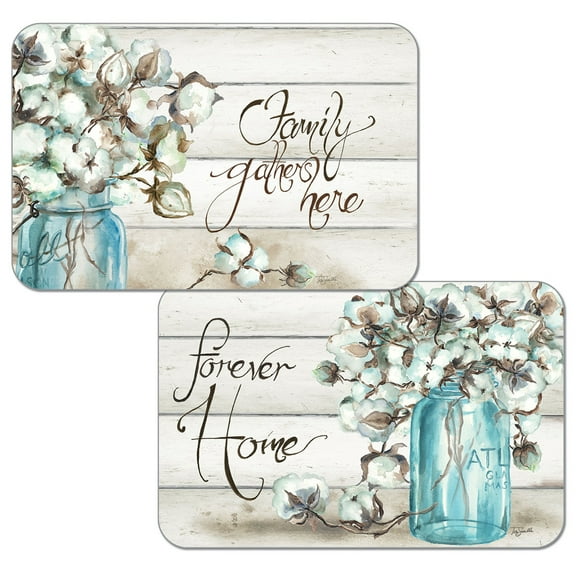 Wipe-Clean Reversible Decofoam Place mats, Cotton Boll, Set of 2, Made in The USA