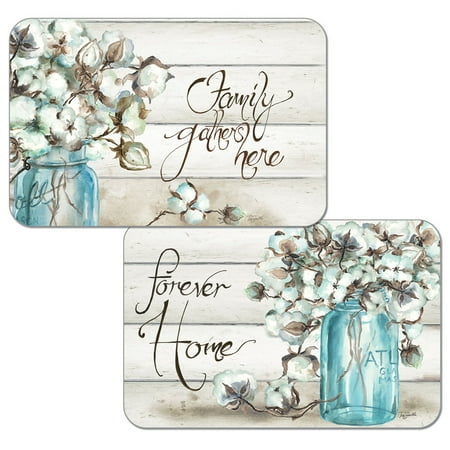 

Wipe-Clean Reversible Decofoam Place mats Cotton Boll Set of 2 Made in The USA