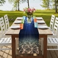 thumbnail image 4 of Table Runners 72 Inches Long Dress Scarves, Navy Blue Ocean Waves Farmhouse Kitchen/Dining Table Runner, Coffee Tablerunners, Summer Beach Coastal Abstract 16x72 Inch, 4 of 9