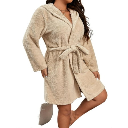 

Print Hooded Robes Long Sleeve Apricot Plus Robes & Robe Sets (Women s)