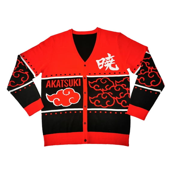 Naruto Akatsuki Red Clouds Kanji Red Sweater Cardigan