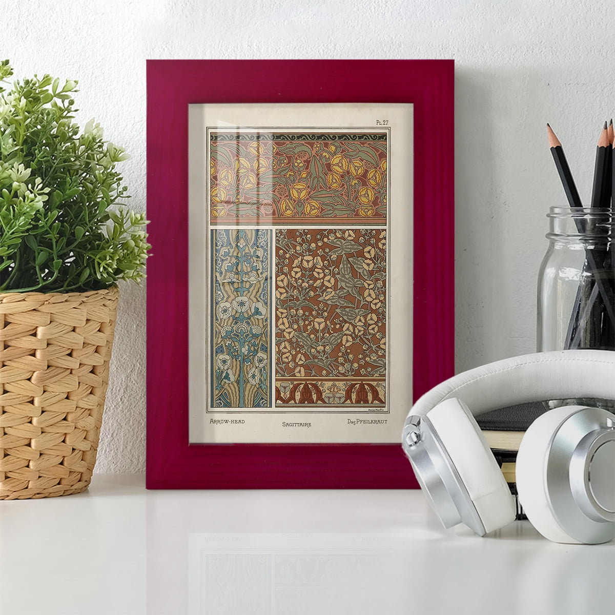 Nouveau Decorative II - Framed Print w/glass - Cherry Red