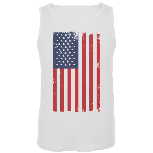 Distressed American Flag White Tank Top