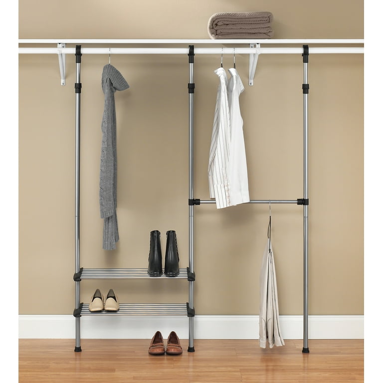 EZ Shelf 12 ft. Steel Closet Organizer Kit with 2-Expandable Shelf