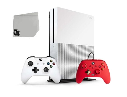 Microsoft 234-00051 Xbox One S White 1TB Gaming Console with Sapphire Fade  Controller Included BOLT AXTION Bundle Like New