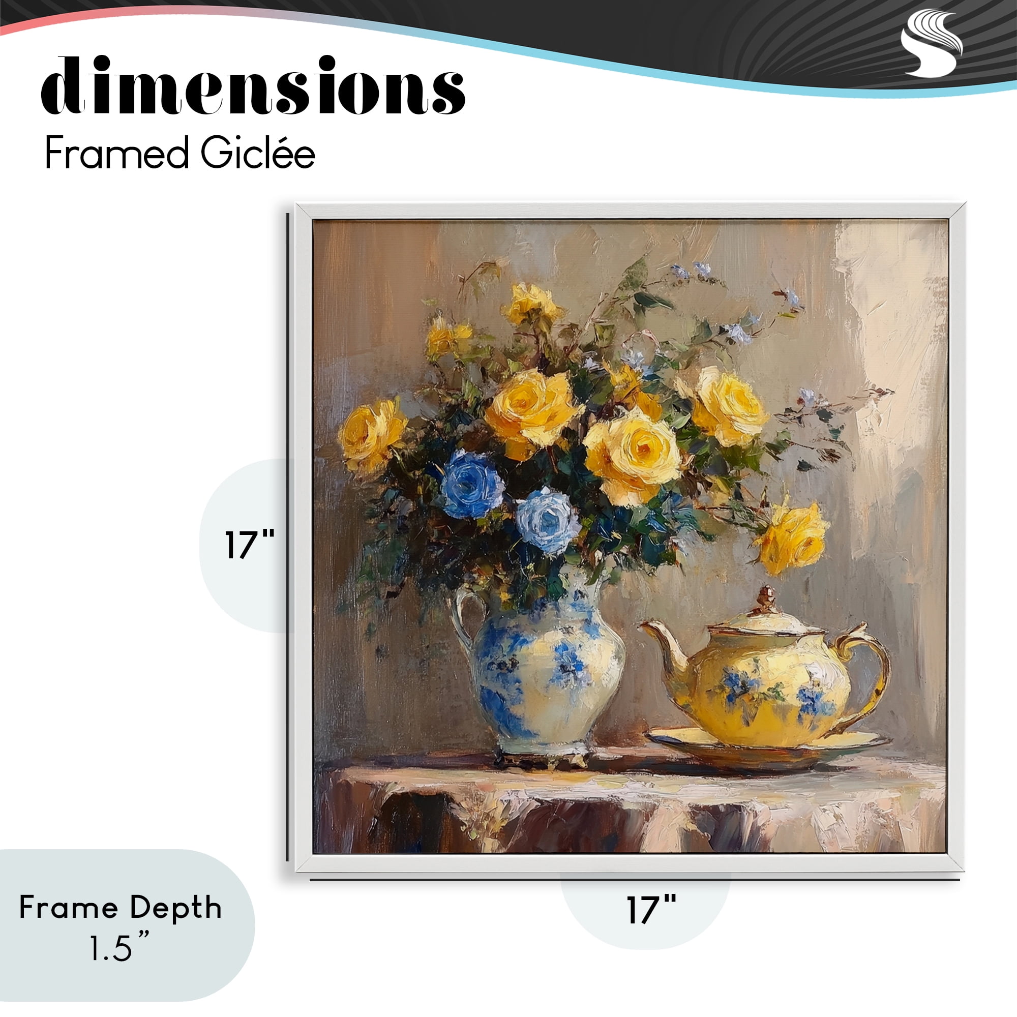 Stupell Industries Tea Time Blue & Yellow Bouquet White Framed Giclee Art, design by Petal Prints Design
